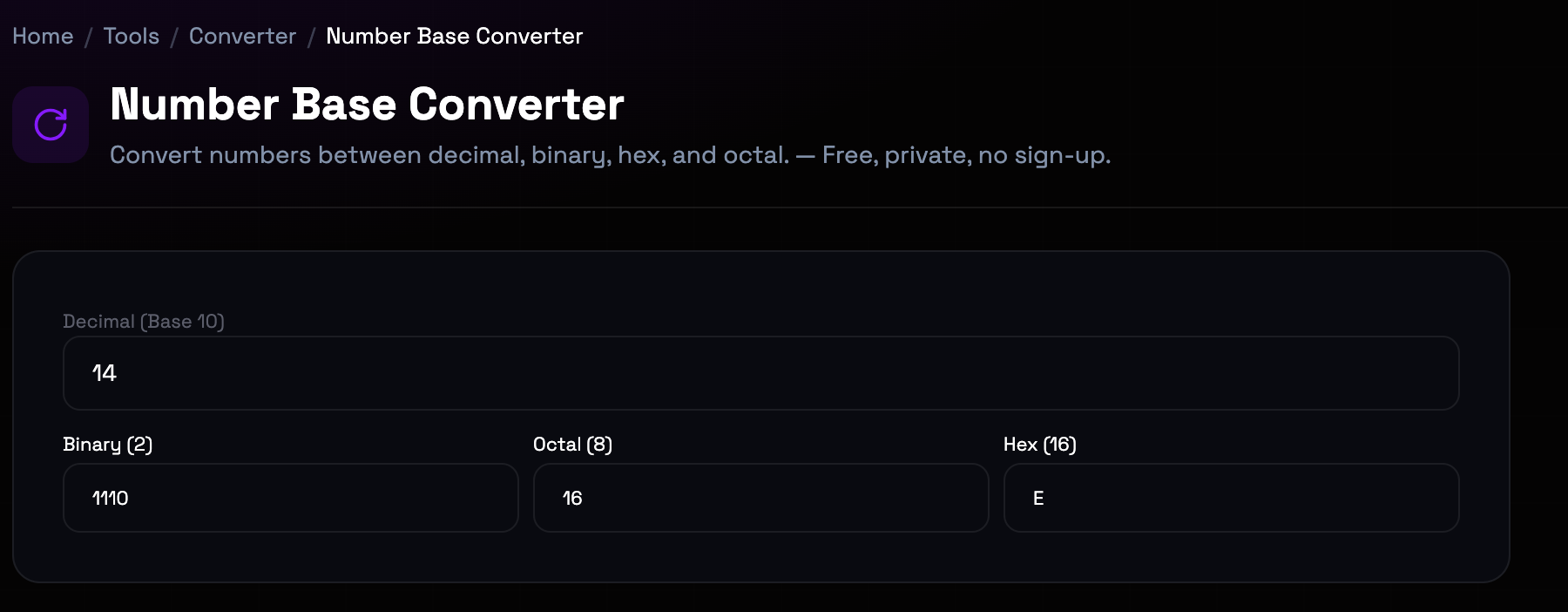 How to use Number Base Converter online — free, fast, and private